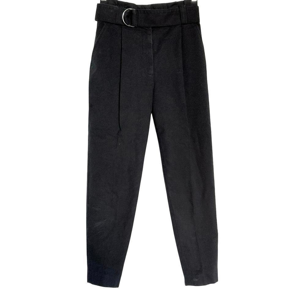 A.L.C. Diego Pants Sz 4 Black Tapered Paperbag Ankle High Rise Belt